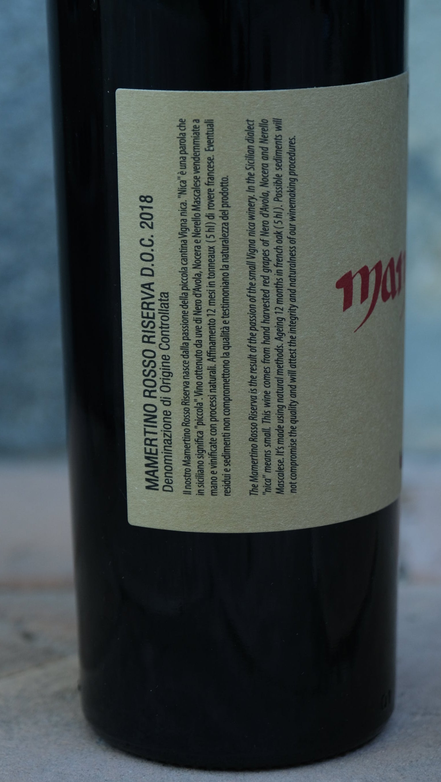 Mamertino Rosso Riserva Vigna Nica 2018